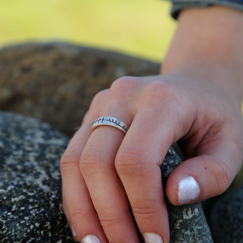 Ogham Ring in Sterling Silver by Sheila Fleet Jewellery
