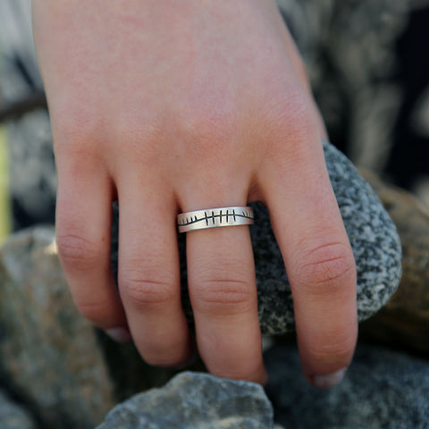 Ogham Ring in Sterling Silver by Sheila Fleet Jewellery