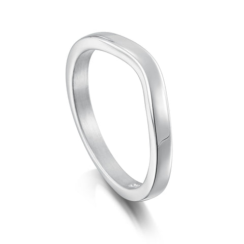 Contemporary Curve Wedding Band in Sterling Silver by Sheila Fleet Jewellery
