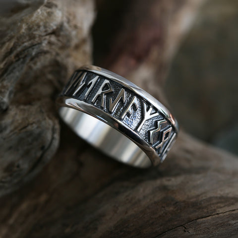 Runic Dress Ring in Sterling Silver by Sheila Fleet Jewellery