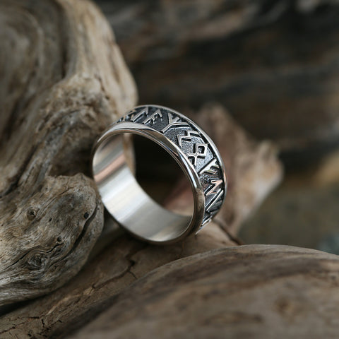 Runic Dress Ring in Sterling Silver by Sheila Fleet Jewellery