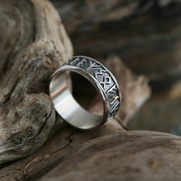 Runic Dress Ring in Sterling Silver by Sheila Fleet Jewellery