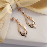 Reef Knot Diamond Drop Earrings in 18ct White & Rose Gold by Sheila Fleet Jewellery