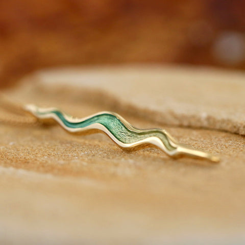 River Ripples 18ct Yellow Gold Dress Pendant in Shallows Enamel by Sheila Fleet Jewellery