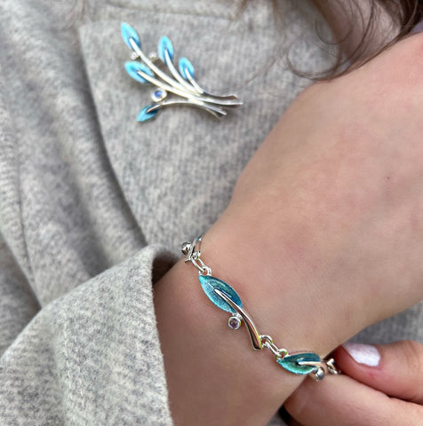 Rowan Moonstone Bracelet in Sage Enamel