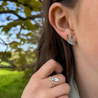 Rowan Stud Earrings in Frost Enamel with Cubic Zirconia