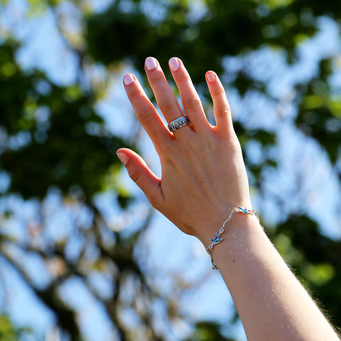 Swallows 4-bird Bracelet in Summer Blue Enamel
