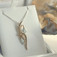 Snowdrop Crystal Enamel Pendant in Sterling Silver & 9ct Yellow Gold by Sheila Fleet Jewellery