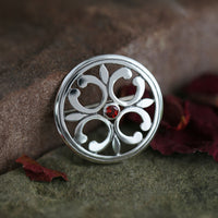 Garnet Cathedral Small Brooch in Sterling Silver by Sheila Fleet Jewellery