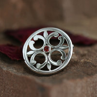 Garnet Cathedral Small Brooch in Sterling Silver by Sheila Fleet Jewellery