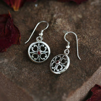 Garnet Cathedral Drop Earrings in Sterling Silver by Sheila Fleet Jewellery