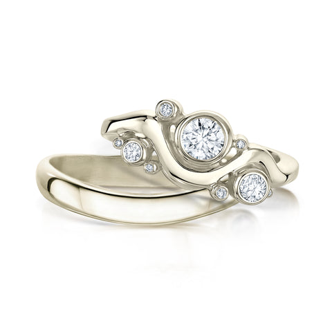 Cosmos Galaxy Diamond Ring Set in 18ct White Gold by Sheila Fleet Jewellery