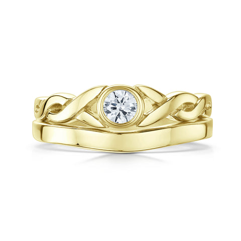 Celtic Twist 0.22ct Diamond Ring Set in 18ct Yellow Gold by Sheila Fleet Jewellery