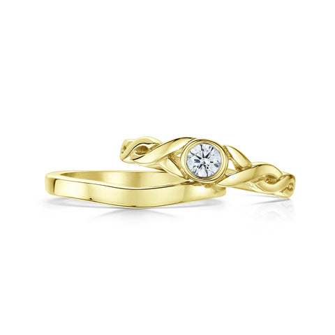 Celtic Twist 0.22ct Diamond Ring Set in 18ct Yellow Gold by Sheila Fleet Jewellery