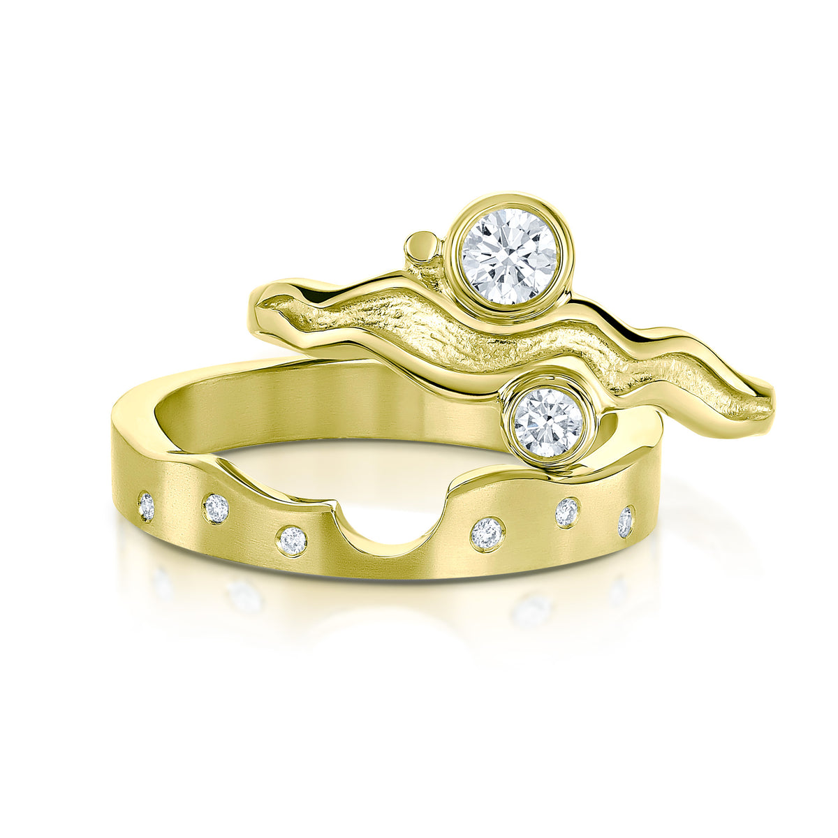 River Set Rings Diamond River Ripples Dress Ring Set in 18ct Yellow Gold – Sheila Fleet ...