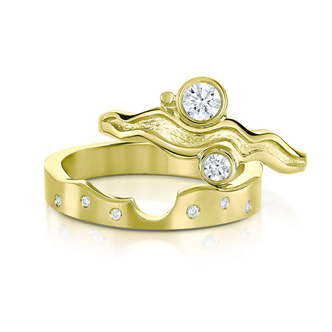 Diamond River Ripples Dress Ring Set in 18ct Yellow Gold by Sheila Fleet Jewellery