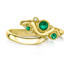 Cosmos Galaxy Emerald & Diamond Ring Set in 18ct Yellow Gold by Sheila Fleet Jewellery