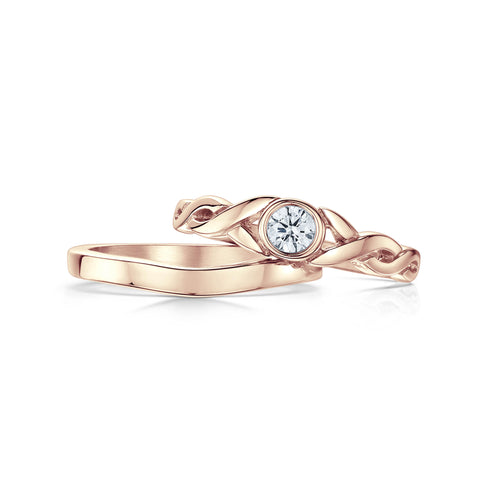 Celtic Twist 0.22ct Diamond Ring Set in 9ct Rose Gold by Sheila Fleet Jewellery