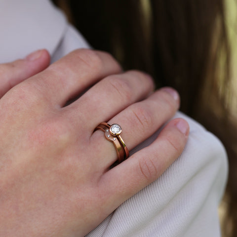 Diamond Arch 0.25ct Solitaire Ring Set in 9ct Rose Gold by Sheila Fleet Jewellery