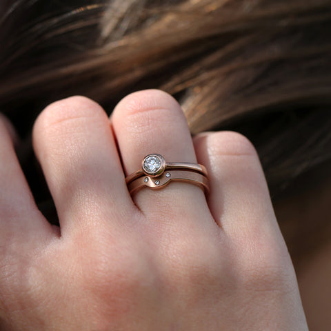 Diamond Arch 0.25ct Solitaire Ring Set in 9ct Rose Gold by Sheila Fleet Jewellery
