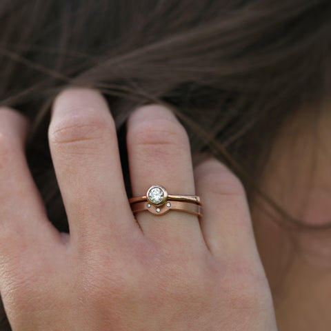 Diamond Arch 0.25ct Solitaire Ring Set in 9ct Rose Gold by Sheila Fleet Jewellery