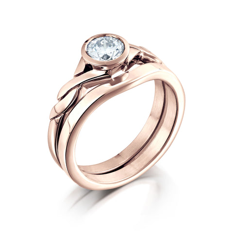 Celtic Twist 0.40ct Diamond Ring Set in 9ct Rose Gold by Sheila Fleet Jewellery