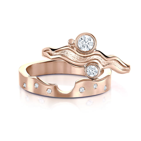 Diamond River Ripples Dress Ring Set in 9ct Rose Gold by Sheila Fleet Jewellery