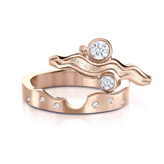 Diamond River Ripples Dress Ring Set in 9ct Rose Gold by Sheila Fleet Jewellery