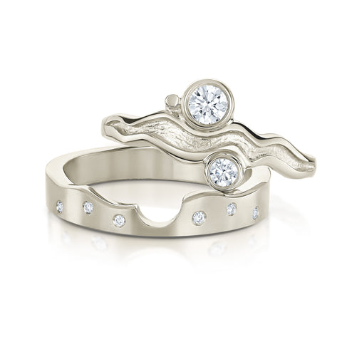 Diamond River Ripples Dress Ring Set in 9ct White Gold by Sheila Fleet Jewellery