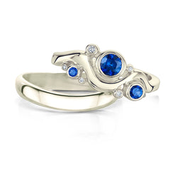 Cosmos Galaxy Sapphire & Diamond Ring Set in 9ct White Gold by Sheila Fleet Jewellery