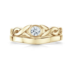 Celtic Twist 0.22ct Diamond Ring Set in 9ct Yellow Gold by Sheila Fleet Jewellery