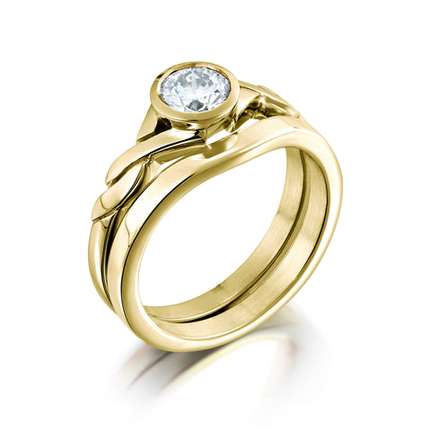 Celtic Twist 0.40ct Diamond Ring Set in 9ct Yellow Gold by Sheila Fleet Jewellery