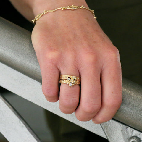River Set Rings Diamond River Ripples Dress Ring Set in 9ct Yellow Gold – Sheila Fleet ...