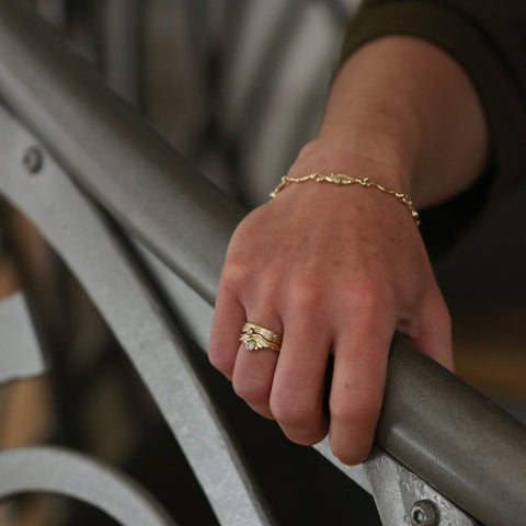 Diamond River Ripples Ring Set in 9ct Yellow Gold by Sheila Fleet Jewellery