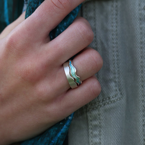 River Ripples ‘Shallows’ Enamel Ring Set in Sterling Silver by Sheila Fleet Jewellery