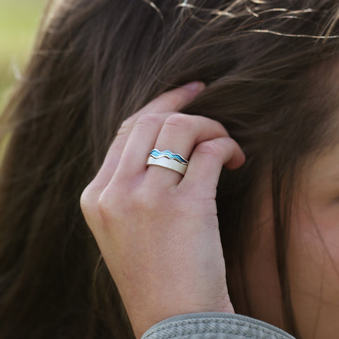 River Ripples ‘Tropical’ Enamel Ring Set in Sterling Silver by Sheila Fleet Jewellery