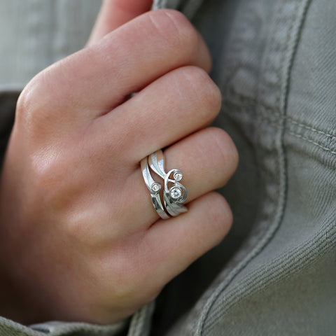 New Wave ‘Crystal’ Enamel CZ Ring Set in Sterling Silver by Sheila Fleet Jewellery