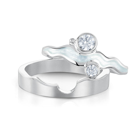 River Ripples 4mm CZ Silver Ring Set in Frost Enamel in Sheila Fleet Jewellery