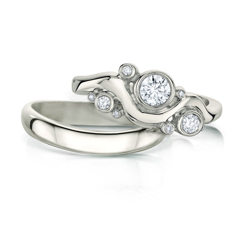Cosmos Galaxy Diamond Ring Set in Platinum by Sheila Fleet Jewellery