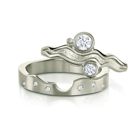 Diamond River Ripples Dress Ring Set in Platinum by Sheila Fleet Jewellery