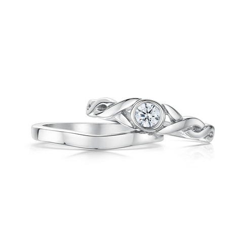 Celtic Twist 4mm Cubic Zirconia Ring Set in Sterling Silver by Sheila Fleet Jewellery