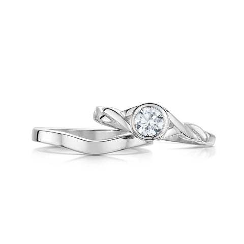 Celtic Twist 4.75mm CZ Ring Set in Sterling Silver by Sheila Fleet Jewellery
