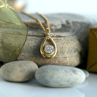 Diamond Droplet Pendant in 18ct Yellow Scottish Gold by Sheila Fleet Jewellery