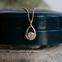 Diamond Droplet Pendant in 18ct Yellow Scottish Gold by Sheila Fleet Jewellery