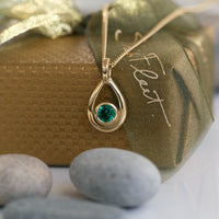 Emerald Droplet Pendant in 18ct Yellow Scottish Gold by Sheila Fleet Jewellery