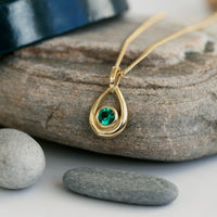 Emerald Droplet Pendant in 18ct Yellow Scottish Gold by Sheila Fleet Jewellery