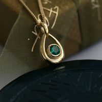 Emerald Droplet Pendant in 18ct Yellow Scottish Gold by Sheila Fleet Jewellery