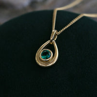 Emerald Droplet Pendant in 18ct Yellow Scottish Gold by Sheila Fleet Jewellery