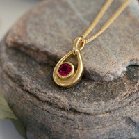 Ruby Droplet Pendant in 18ct Yellow Scottish Gold by Sheila Fleet Jewellery