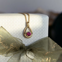 Ruby Droplet Pendant in 18ct Yellow Scottish Gold by Sheila Fleet Jewellery